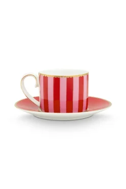 Love Birds Espresso Cup & Saucer Red/Pink