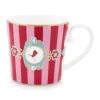 Love Birds Tasse Gross Gestreift Rot/Rosa