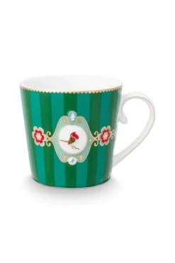Love Birds Tasse Gross Streifen Grün