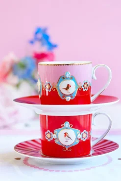 Love Birds Tasse Klein Rot/Rosa