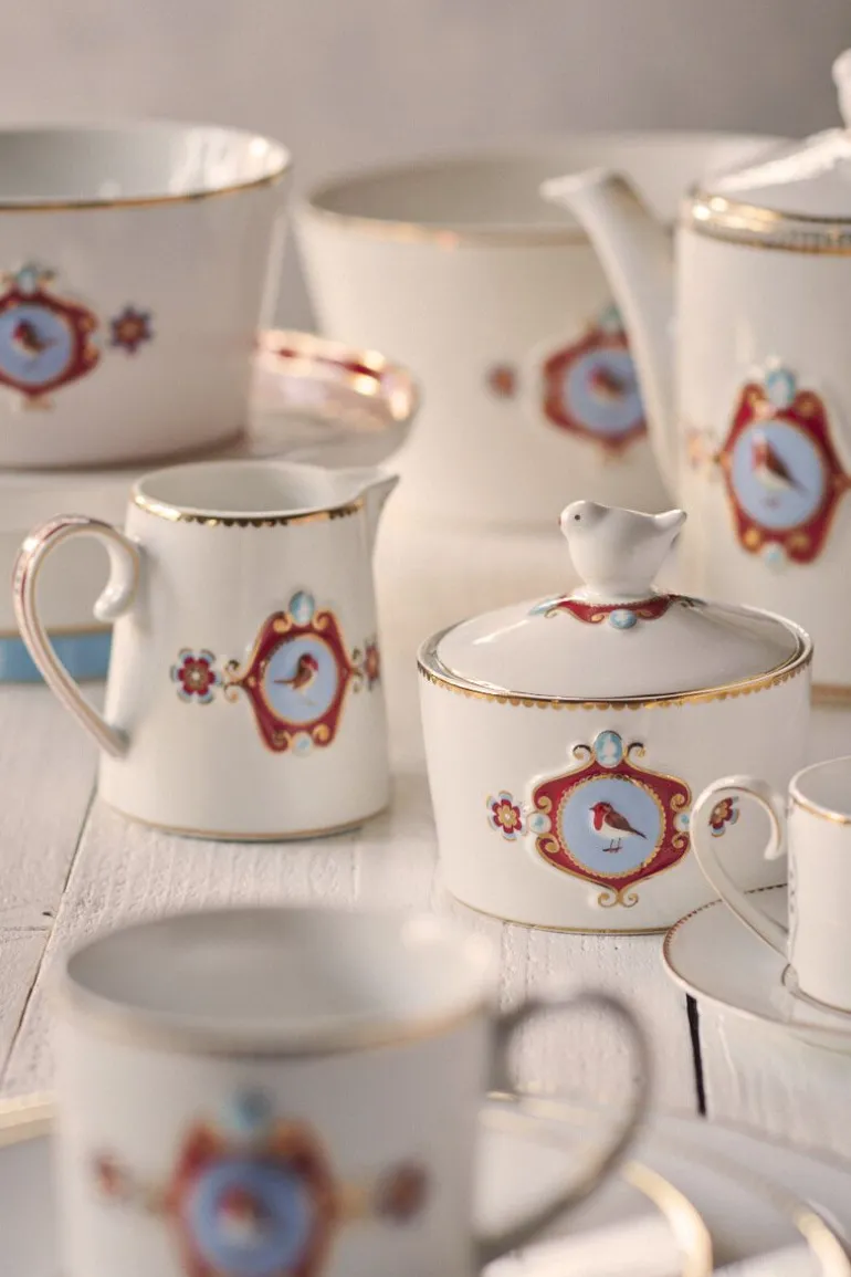 Love Birds Teekanne Medium Weiß