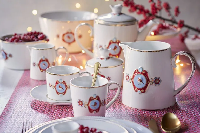 Love Birds Teekanne Medium Weiß