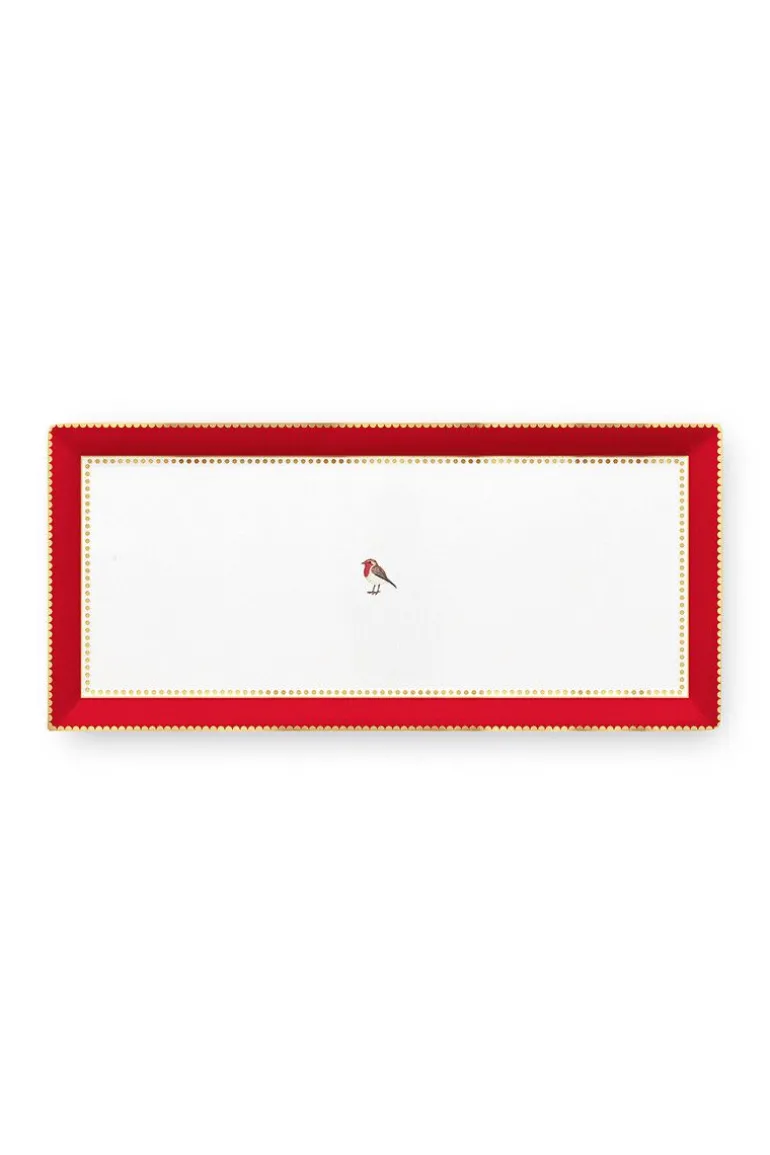 Love Birds Tortenteller Rechteckig Rot