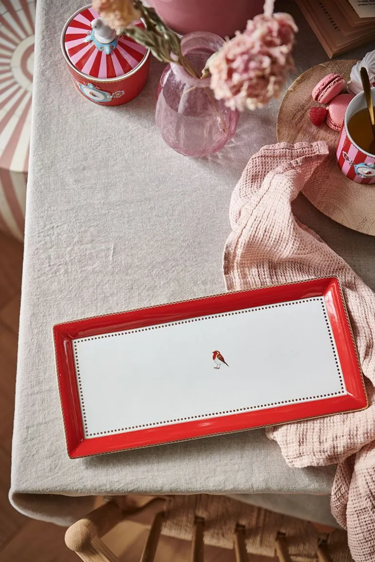 Love Birds Tortenteller Rechteckig Rot