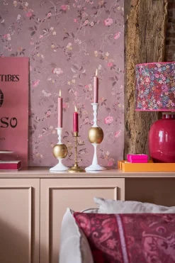 Metall Kerzenständer Sphäre Klein Weiss-Gold 24cm