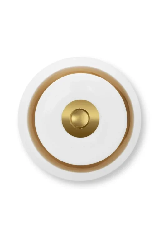 Metall Kerzenständer Sphäre Mittel Weiss-Gold 37cm