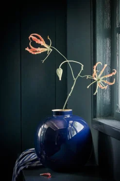 Metall Vase Dunkelblau 23 cm