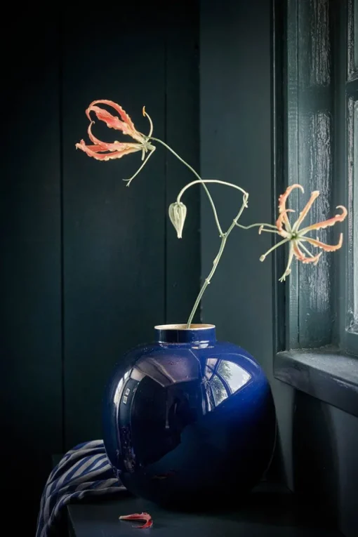 Metall Vase Dunkelblau 23 cm