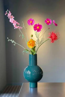 Metall Vase Dunkelgrün 40cm
