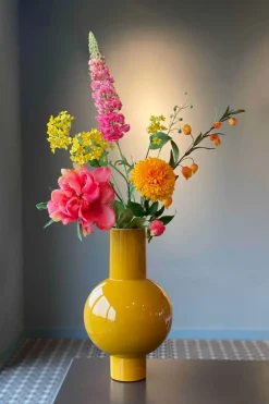 Metall Vase Gelb 40cm