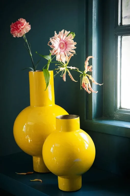 Metall Vase Gelb 40cm