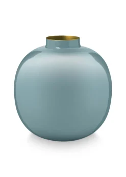 Metall Vase Hellblau 23cm