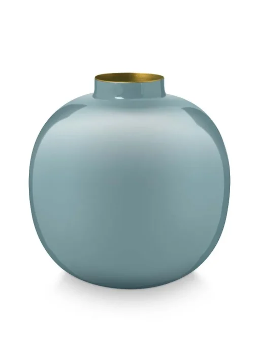 Metall Vase Hellblau 23cm
