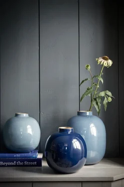 Metall Vase Hellblau 23cm