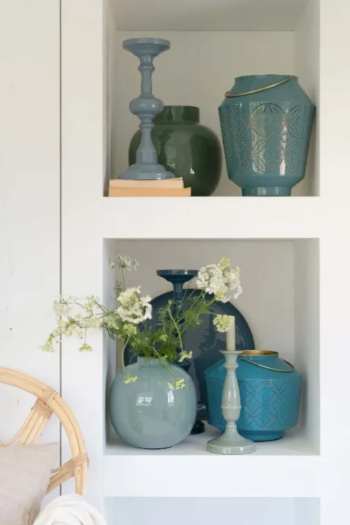 Metall Vase Hellblau 23cm