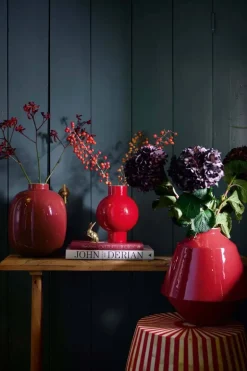 Metall Vase Klein Rot 24cm