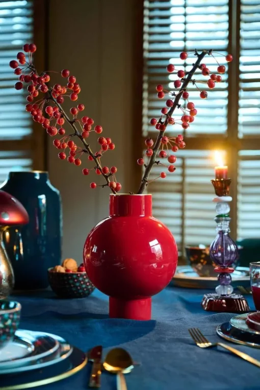 Metall Vase Klein Rot 24cm