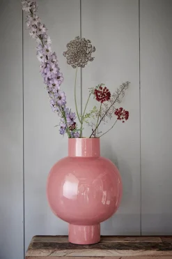 Metall Vase Rosa 42cm