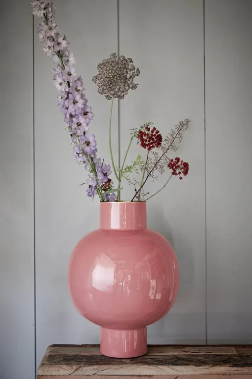 Metall Vase Rosa 42cm
