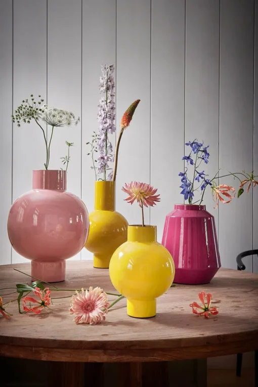 Metall Vase Rosa 42cm