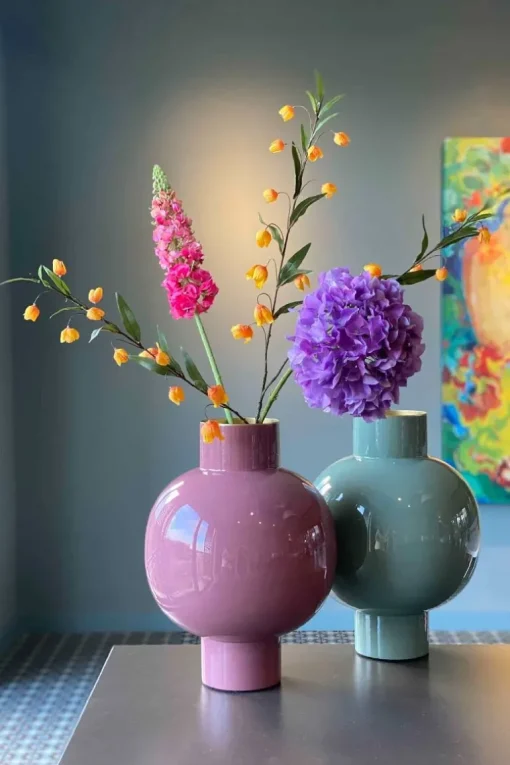 Metall Vase Rosa 42cm
