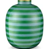Metall Vase Stripes Grün 32cm