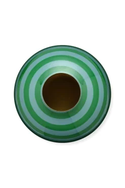 Metall Vase Stripes Grün 32cm