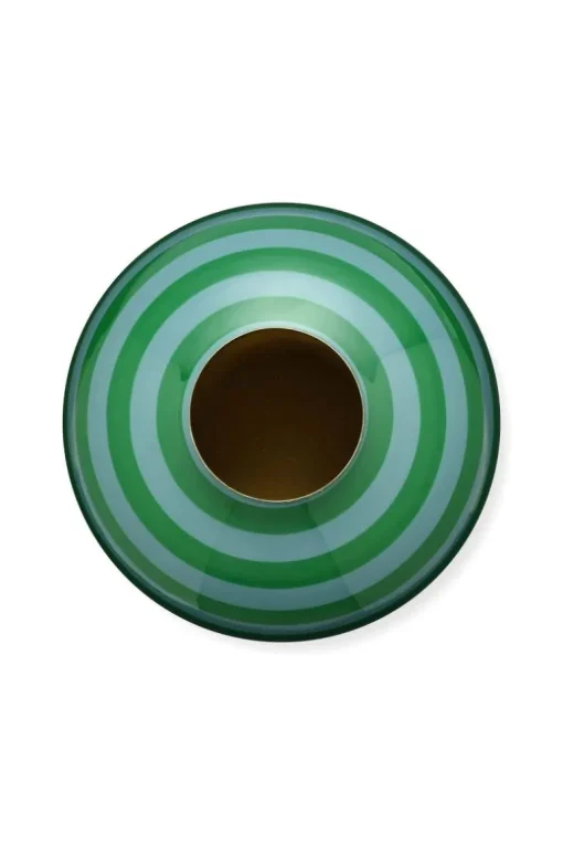 Metall Vase Stripes Grün 32cm