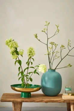 Niedriges Schale Metall Dunkelgrün 12.5cm