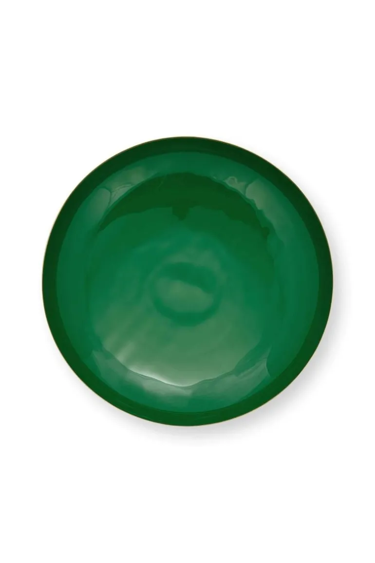Niedriges Schale Metall Dunkelgrün 12.5cm
