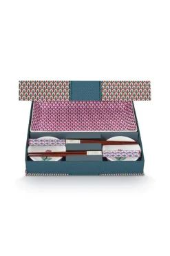 Oriental Flower Festival Sushi Set Blau