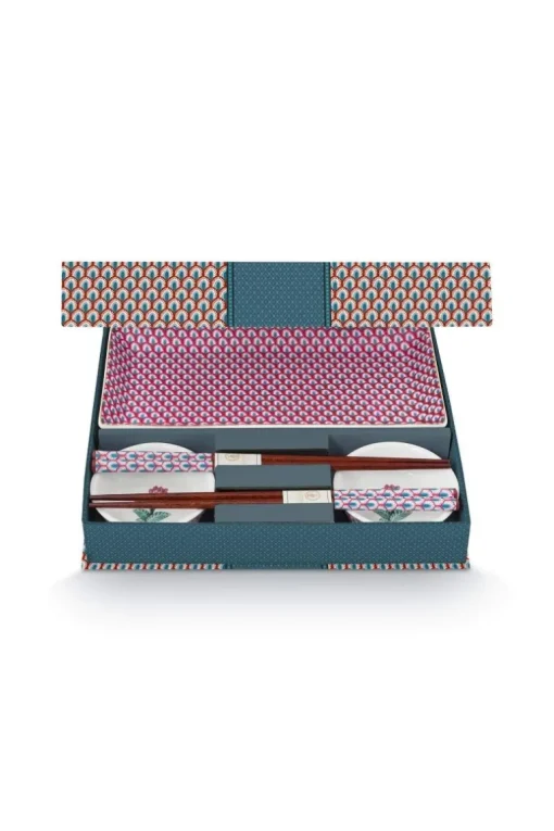 Oriental Flower Festival Sushi Set Blau