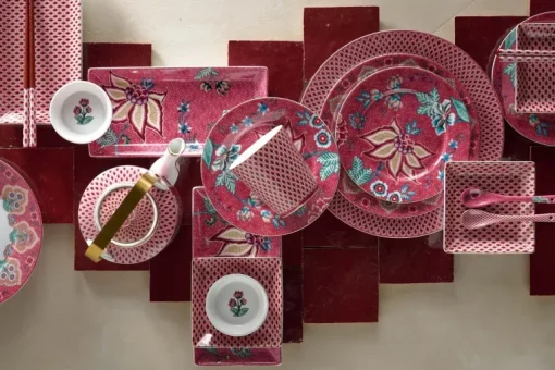 Oriental Flower Festival Sushi Set Dunkelrosa