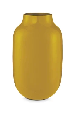 Ovale Metall Vase Gelb 30cm
