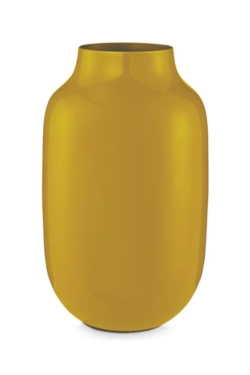 Ovale Metall Vase Gelb 30cm