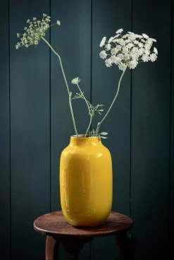 Ovale Metall Vase Gelb 30cm