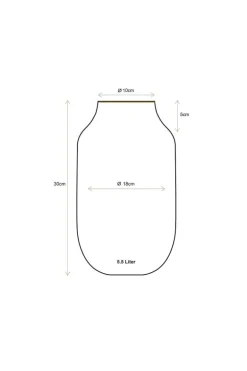 Ovale Metall Vase Gelb 30cm