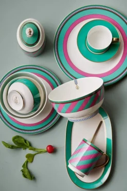 Pip Chique Stripes Frühstücksteller Rosa/Grün 23cm