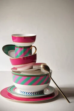 Pip Chique Stripes Frühstücksteller Rosa/Grün 23cm