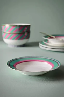 Pip Chique Stripes Tiefer Teller Rosa/Grün 23.5cm