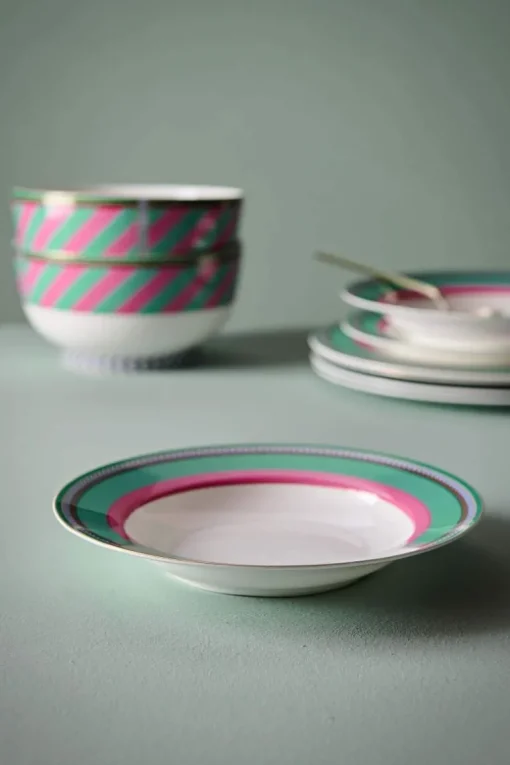Pip Chique Stripes Tiefer Teller Rosa/Grün 23.5cm