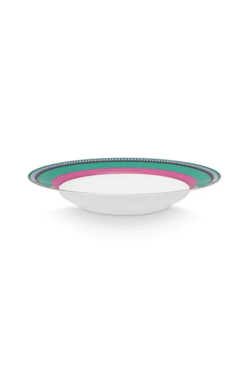 Pip Chique Stripes Tiefer Teller Rosa/Grün 23.5cm