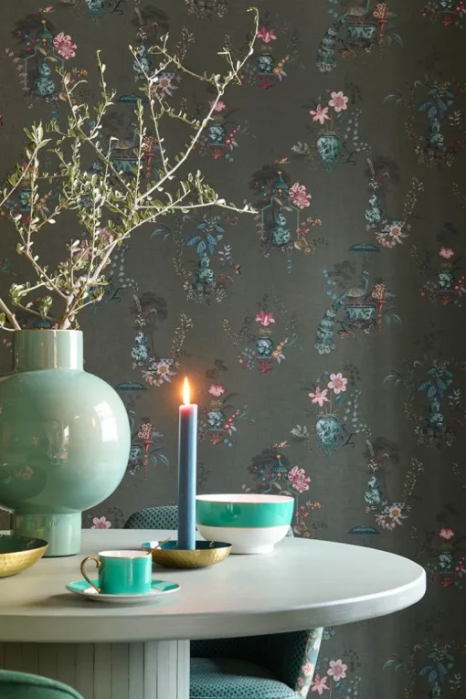 Pip Studio Chinese Porcelain Vinyltapete Dunkelgrün