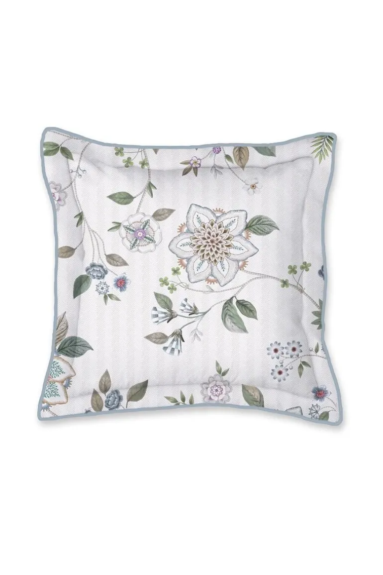 Quadratisches Zierkissen Flores Bailando Gebrochen Weiss