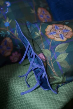 Rechteckige Zierkissen Flores Felices Dunkelblau