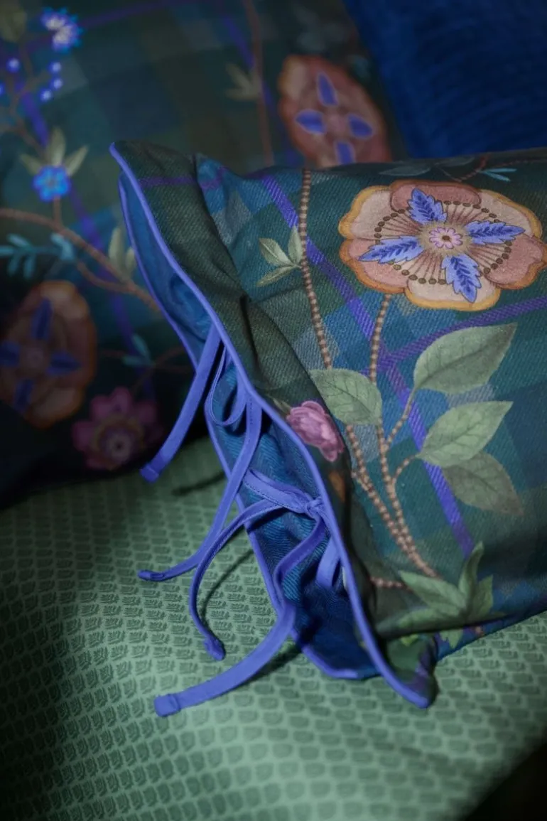 Rechteckige Zierkissen Flores Felices Dunkelblau