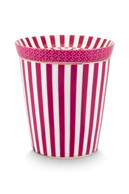 Royal Stripes Tasse & Teebeutelablage Dunkelrosa
