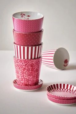 Royal Stripes Tasse & Teebeutelablage Dunkelrosa