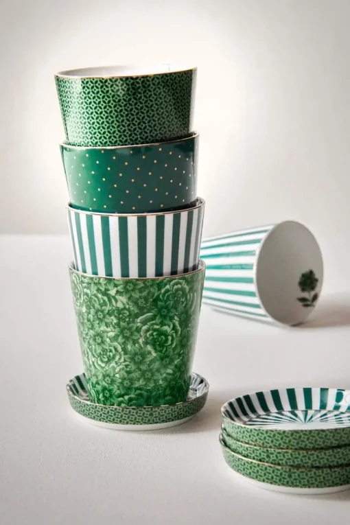 Royal Stripes Tasse & Teebeutelablage Grün
