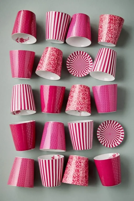 Royal Stripes Tasse & Teebeutelablage Dunkelrosa